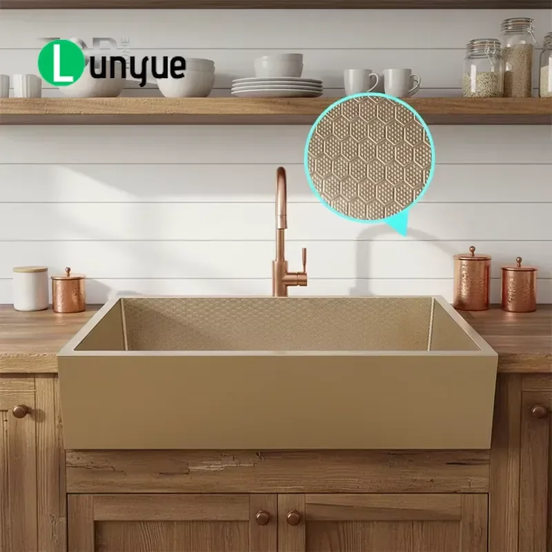 Handmade Stainless Steel Kitchen Sink Single Bowl Brushed Honeycomb Texture Anti Scratch Modern Design No Faucet Included