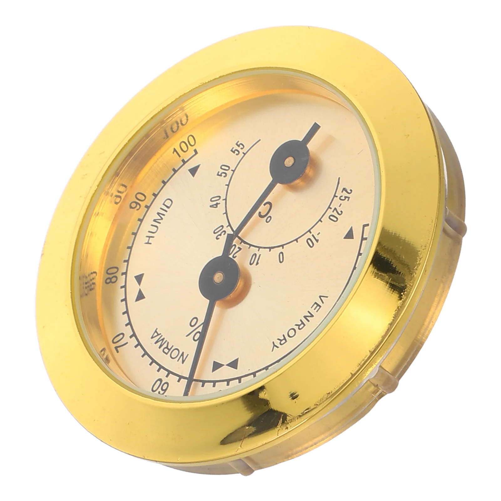 

50Mm Cigar Humidity Monitor Hygrometer For Cabinet Storage Embedded Round Temperature Gauge Gold Mechanical Analog Accessory