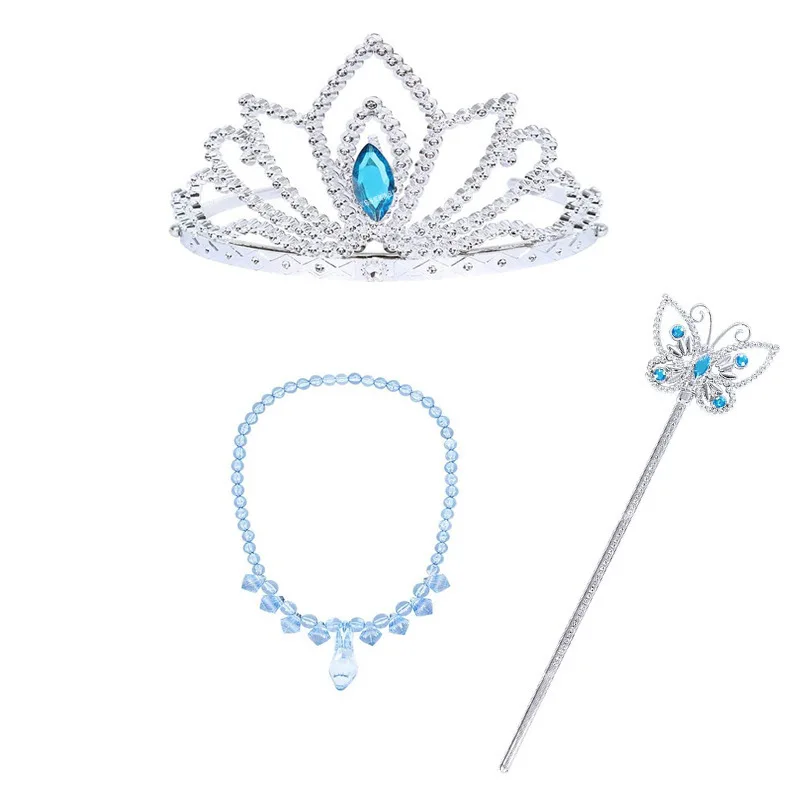 Princess Cinderella Girls Blue Butterfly Magic Wand Crown Crystal High Heel Necklace Dress Up Jerlwery Girl Cosplay Toy view 4