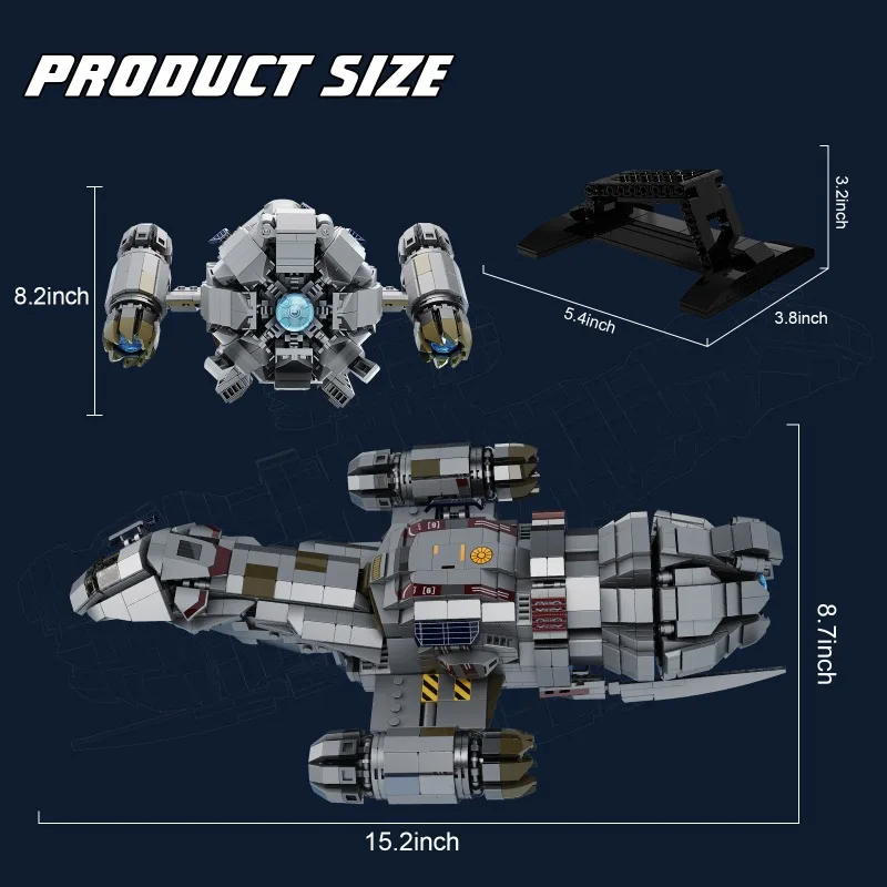 1345 sztuk MOC kosmiczny serial filmowy klocki zmontowane kreatywny statek kosmiczny gra ceglana zabawka ze stojakiem w pudełku prezent świąteczny