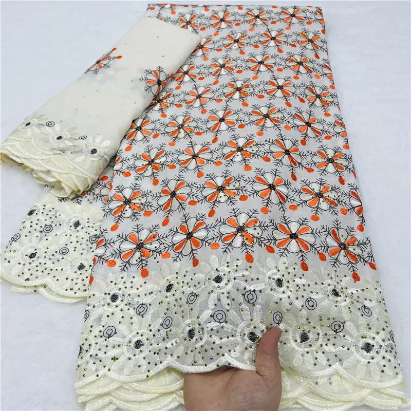 

5 ярдов африканская швейцарская вуаль кружевная ткань с вышивкой высокого качества с сухими камнями 100% хлопок в Дубае стиль для свадьбы 12L29701