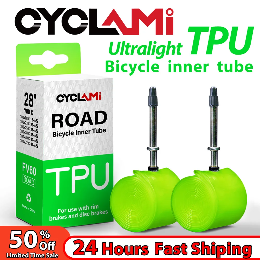 CYCLami Ultralight Bike Inner Tube 700 x 18 25 28 32 Road MTB Bicycle TPU Material Tire Kit 60mm Length French Valve Super Light