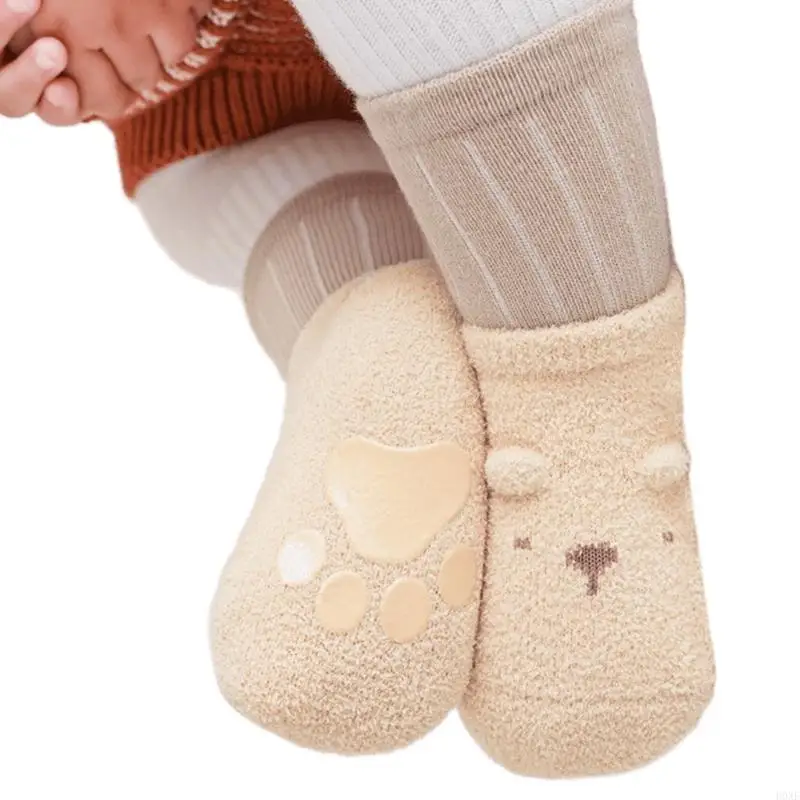 H0XF Rubber Soles Baby Safety Socks Elastic Indoor Socks First Walkers Floor Socks