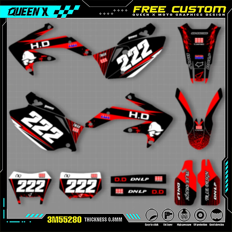 

Комплект наклеек с графикой Queen X MOTOR для Honda 2005, 2006, 2007, 2008-2018 CRF450X 005