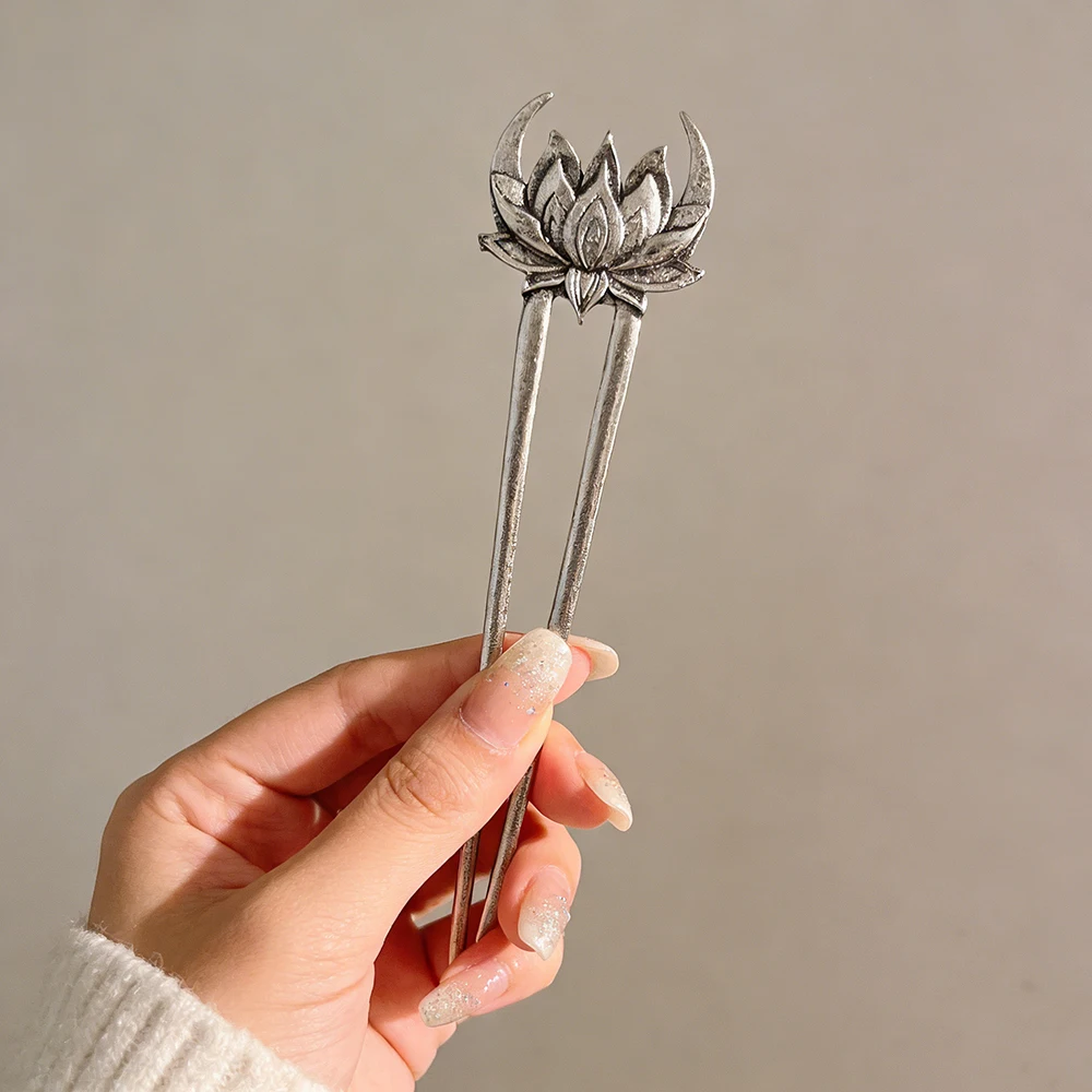 Einfache, elegante Wikinger-Haarspange im Retro-Lotus-Stil, U-förmig, für Damen, trendige, vielseitige Haaraccessoires im norwegischen Stil für Partys – Detail 6