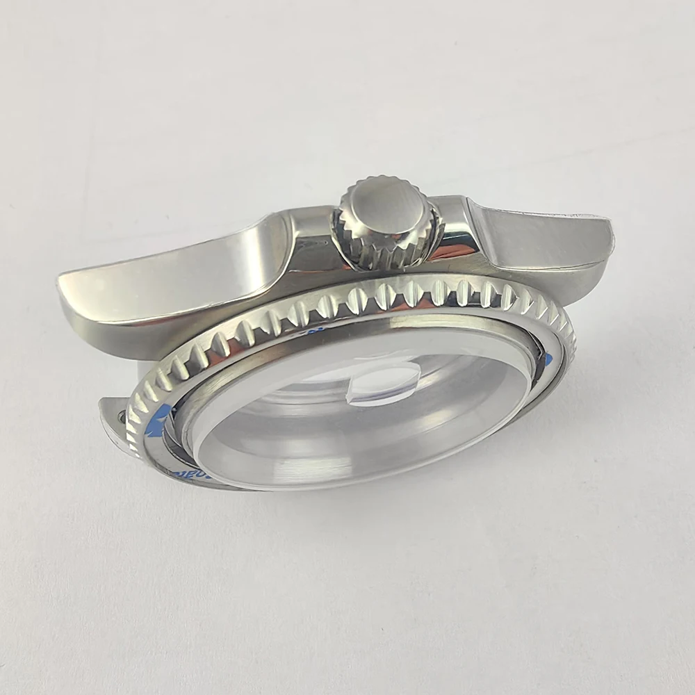 40mm silver case accessory NH35A sapphire glass gray ceramic bezel with NH35/36 movement and transparent glass on the back