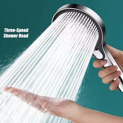 High Pressure 13cm Shower Head Black 3 Modes Water Saving Spray Nozzle Massage Rainfall Shower Bathroom Accessories New