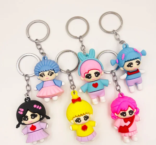 1PCSNew cartoon cotton doll Keychain bag pendant student gift cute girl doll spot wholesale. Random color