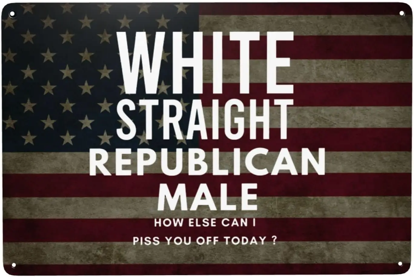 White Straight Republican Male How Else Can I Piss You Off Today Metal Sign Vintage Wall Decor 8x12 In Metal Tin Signs