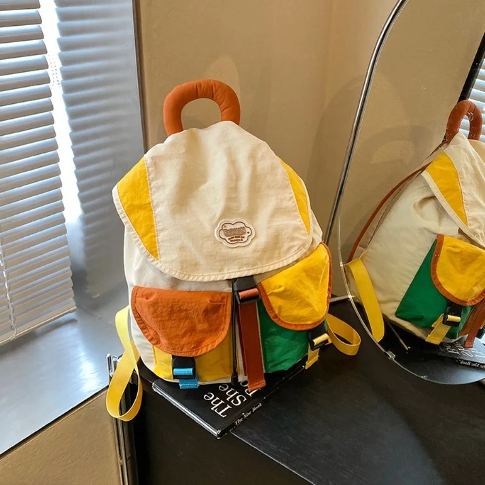 Farblich abgestimmte 2-Größen-Eltern-Kind-Taschen, große Kapazität, koreanischer Stil, Kordelzug-Schulrucksack, Nylon-Multitaschen-Rucksack – Detail 8
