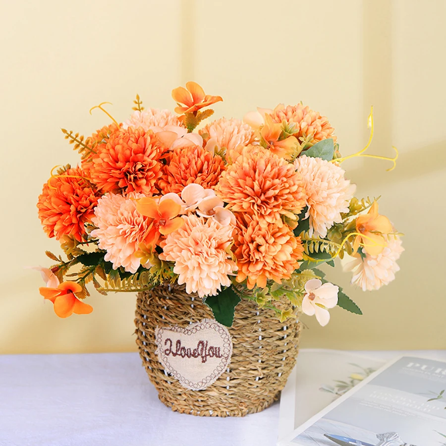 Künstliche Blumen Seidenkugel-Chrysanthemen Heimdekoration Vase Outdoor Garten Bogen Hochzeit Brautstrauß Festival DIY Geschenk – Detail 3