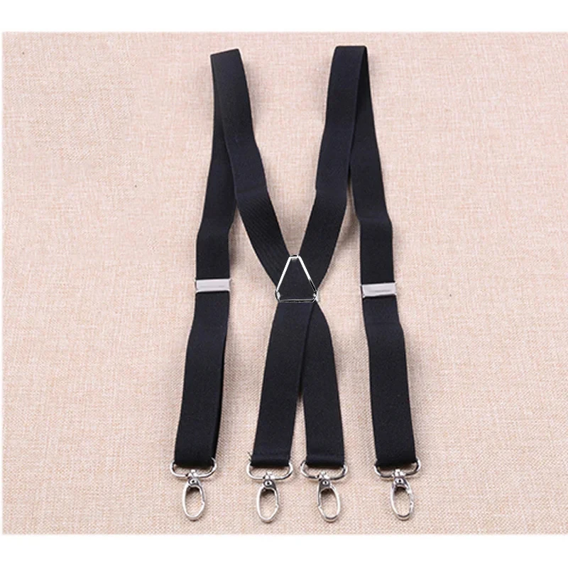 2.5 Cm Lebar Unisex Dewasa Suspender Pria 4 Kait Tali Ikat Elastis Yang Dapat Disesuaikan X Kembali Wanita Kawat Gigi Warna Solid