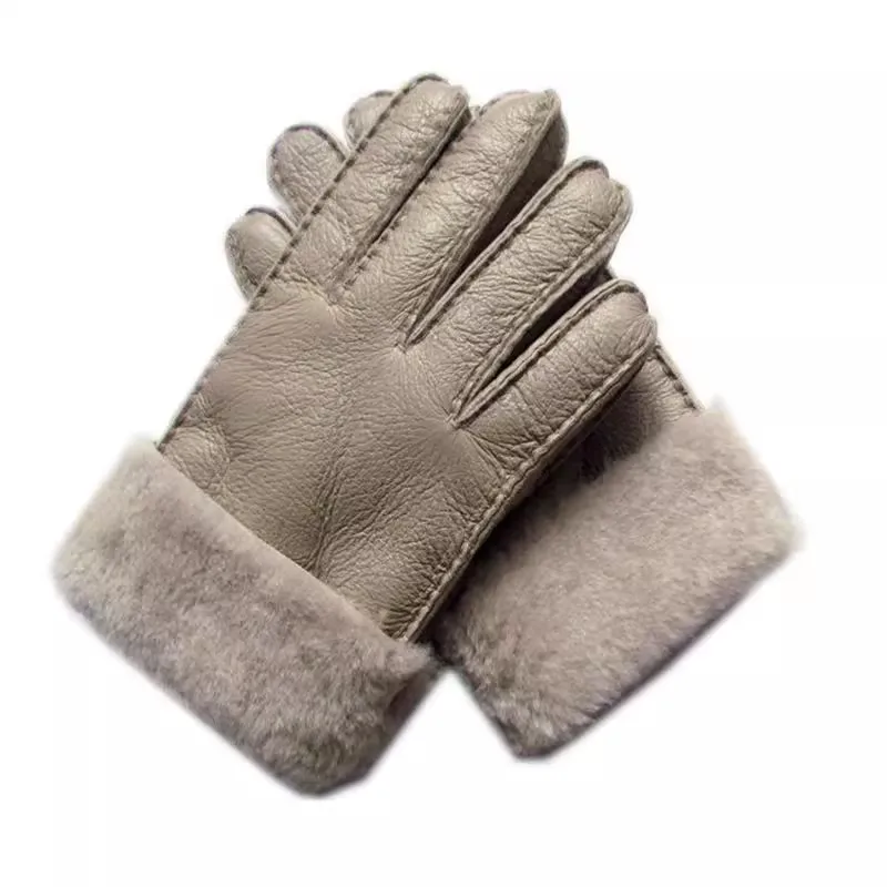 Men‘s Autumn Winter Thicken Warm Natural Wool Fur Leather Glove Male Winter Brand Thicken Warm Fur mitten R2609