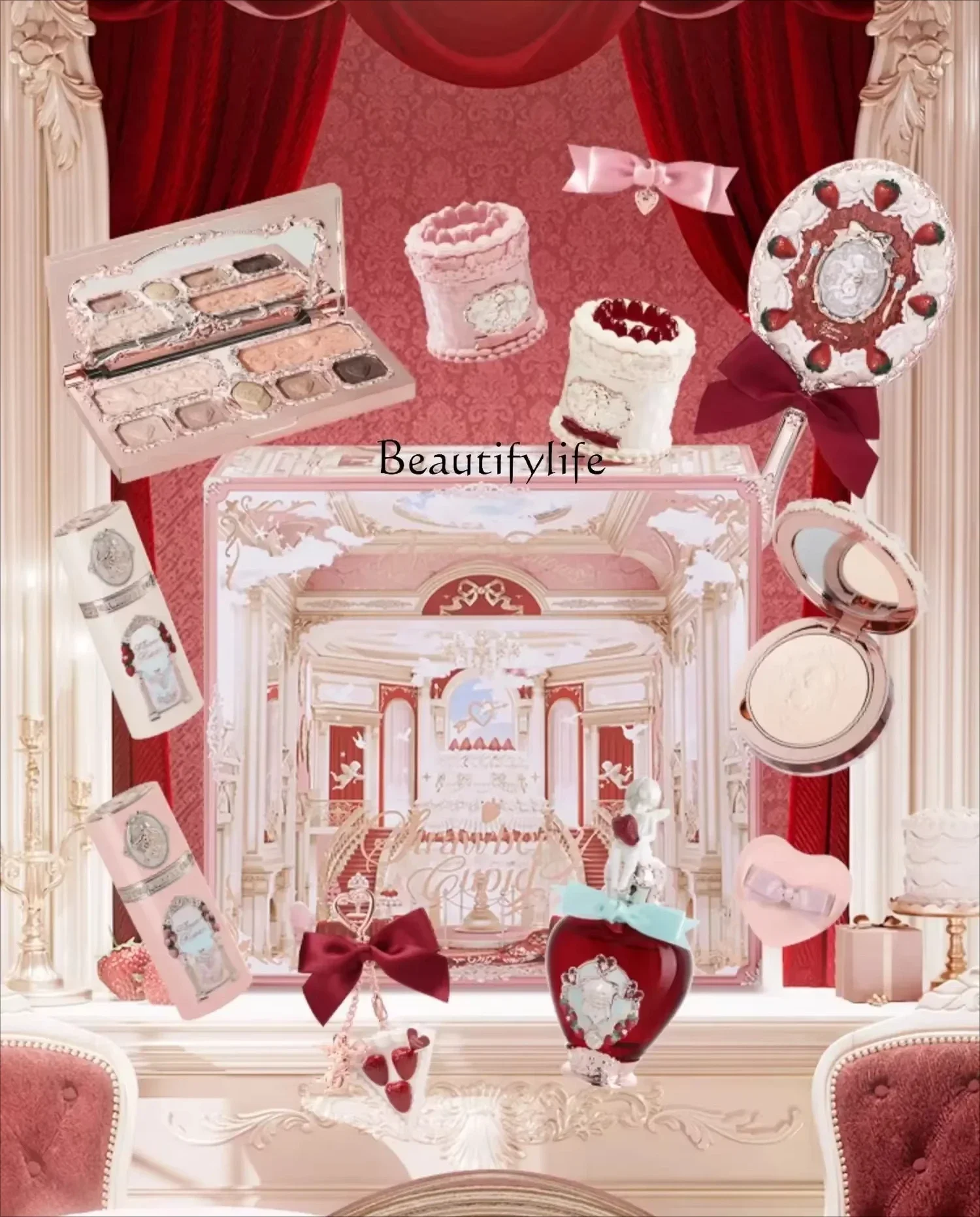 

[New Product] Flower Knowledge Strawberry Cupid Sweetheart Gift Box Lip Mud Blush Comprehensive Plate