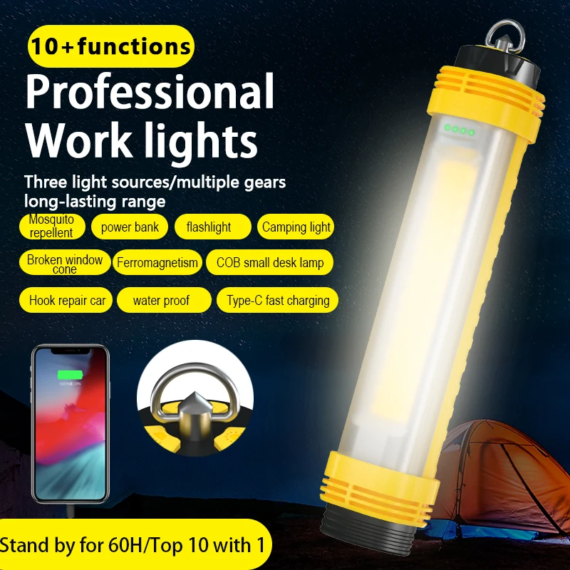 

Multifunctional LED Camping Light USB Charging Super Bright Outdoor Waterproof Tent Lamp Emergency Lights Flashlight for Camping