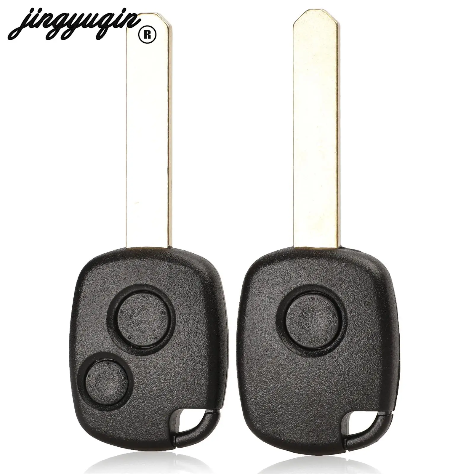 jingyuqin 10pcs Transponder Key Shell Case for Honda CR-V Odyssey Fit City with Plastic Button Pad Uncut Blank Blade 1/2 Button