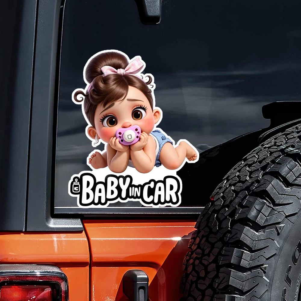 15cm Adorable Baby in Car Sticker, Suitable for Laptop, Truck, Van, SUV, Motorcycle, Wall, Bumper, Window