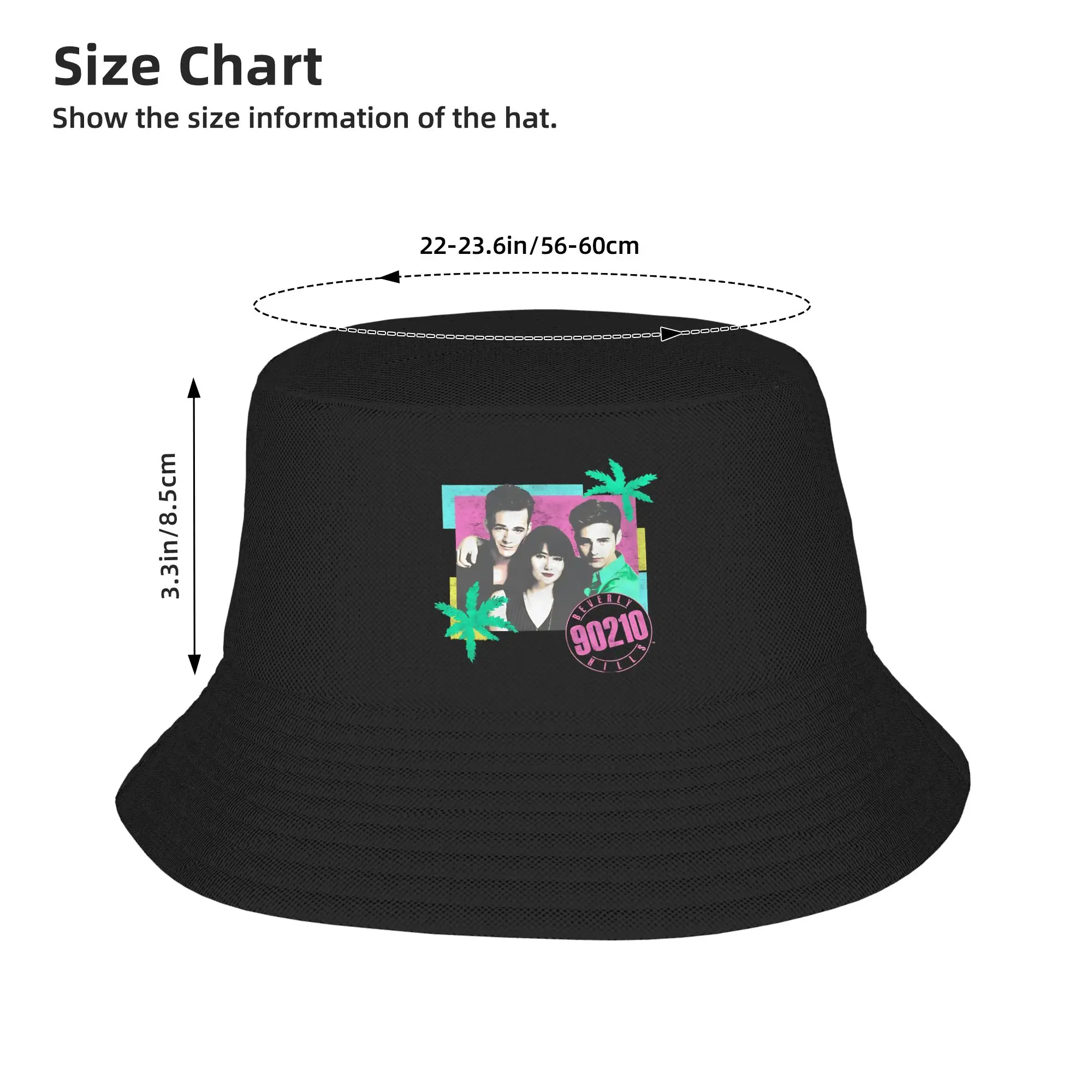 Beverly Hills, 90210 Retro Neon Bucket Hat For Women  Fisherman Hats Fashion Fishing Caps Portable Hawaii Custom Sunscreen Hats