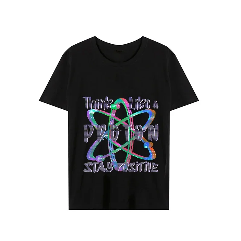 

Y2k Shirt Think Like A Proton,stay Positive Aesthetic T-shirts Clothes Grey Tshirts Oversize T Shirt Vintage Streetwear Y2k Tops