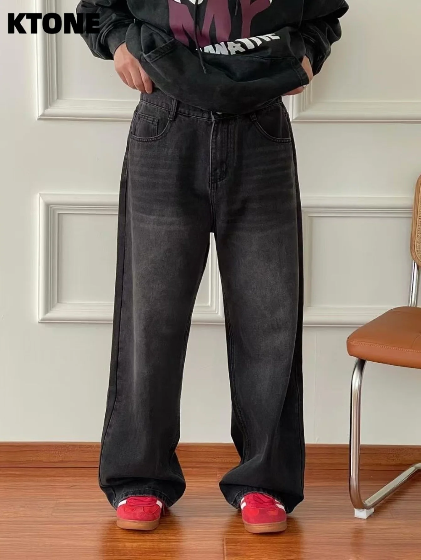 

Мужские брюки свободного кроя, черные джинсы, Y2K Drip, унисекс, оригинальные, без аксессуаров и ремней.