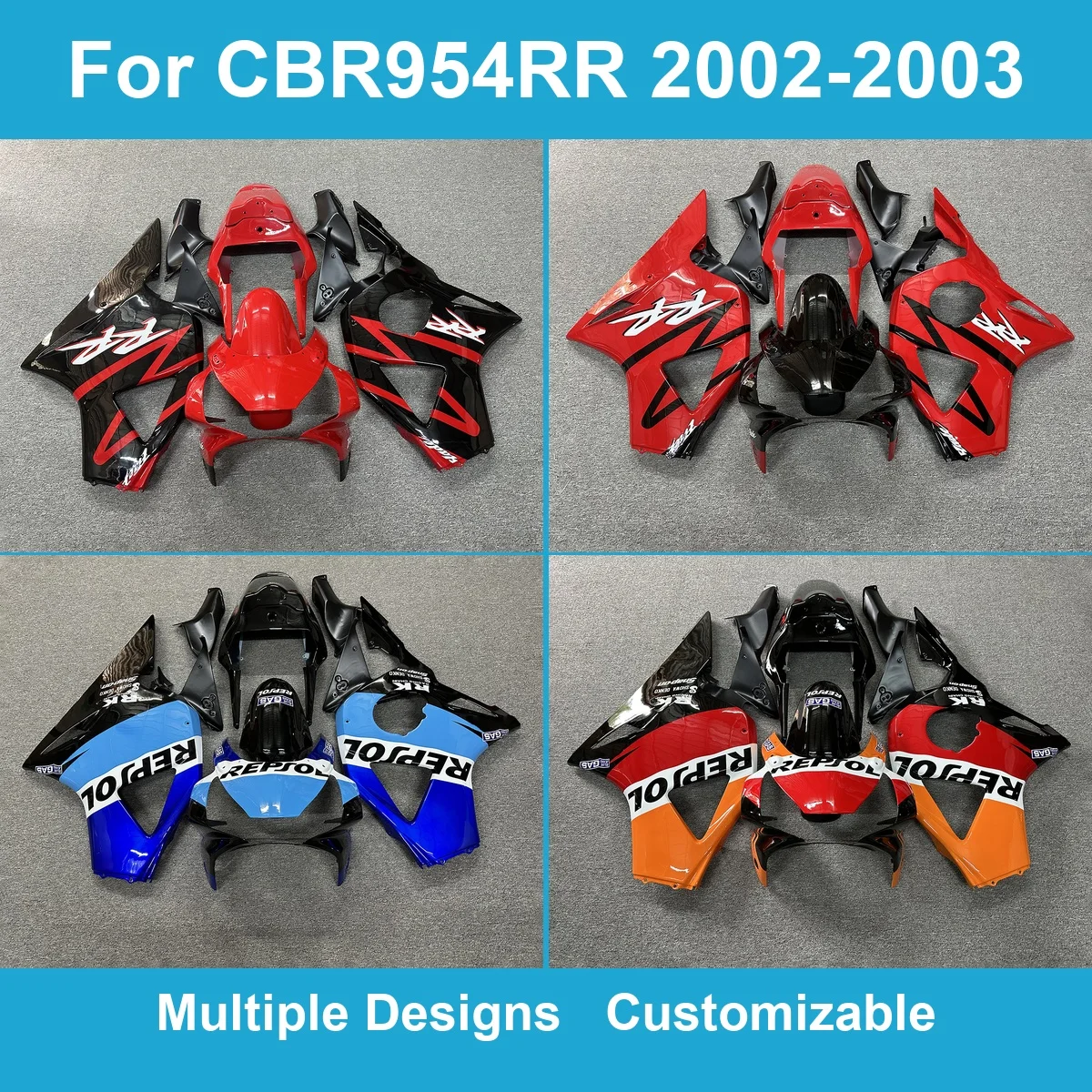 Fit for CBR954RR 2002-2003 SC50 954cc Fairing Kit Injection Moulded ABS Body Panels Cowling Spares Complete Set Parts