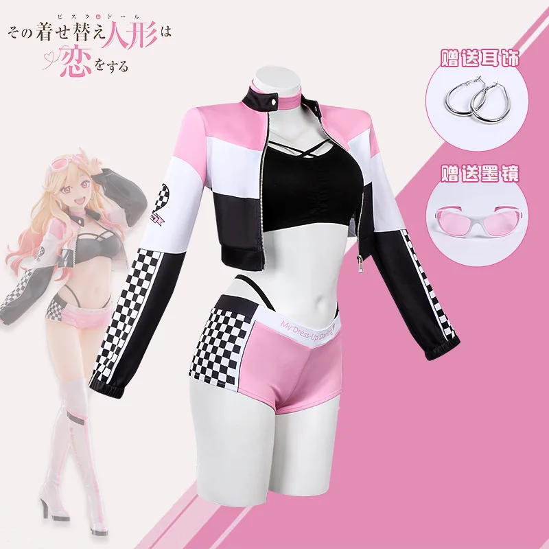 Anime My Dress Up Darling Wig Race Suit Props Cool Girl Streetwear Dress Marin Kitagawa Cosplay Costume Halloween Party Costumes view 4
