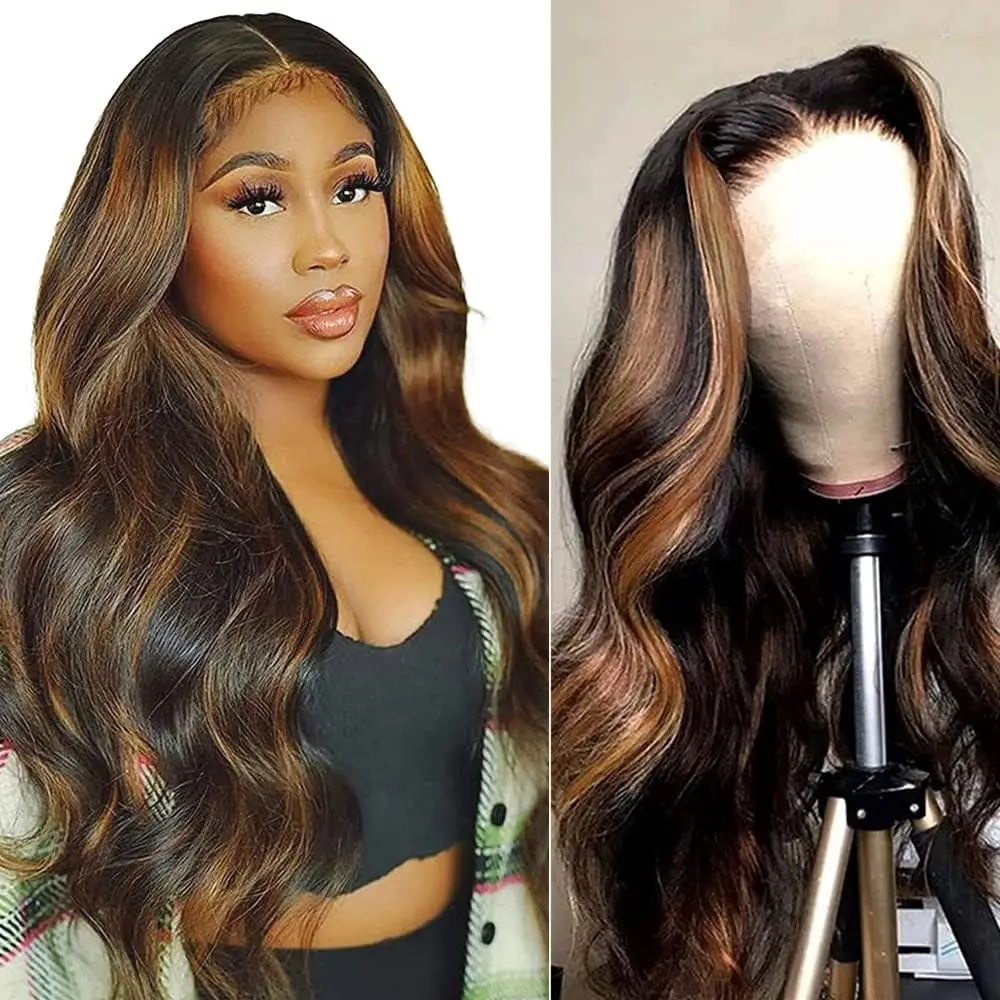 Body Wave human hair Pre plucked lace frontal wigs highlight hd lace wig 13x6  choice 38 inch Cheap on sale clearance for women