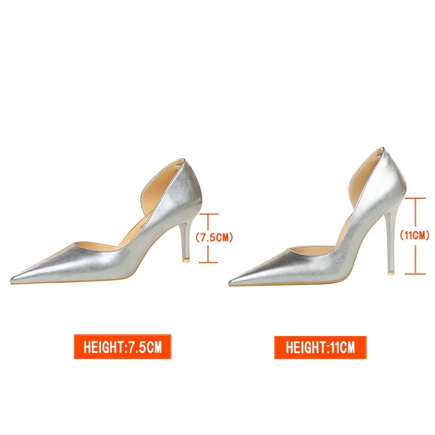 BIGTREE 2023 New Spring Yellow Ladies Pumps Pointed Toe Sexy Thin High Heels Fashion Shallow Pumps Stiletto Party Office Shoes