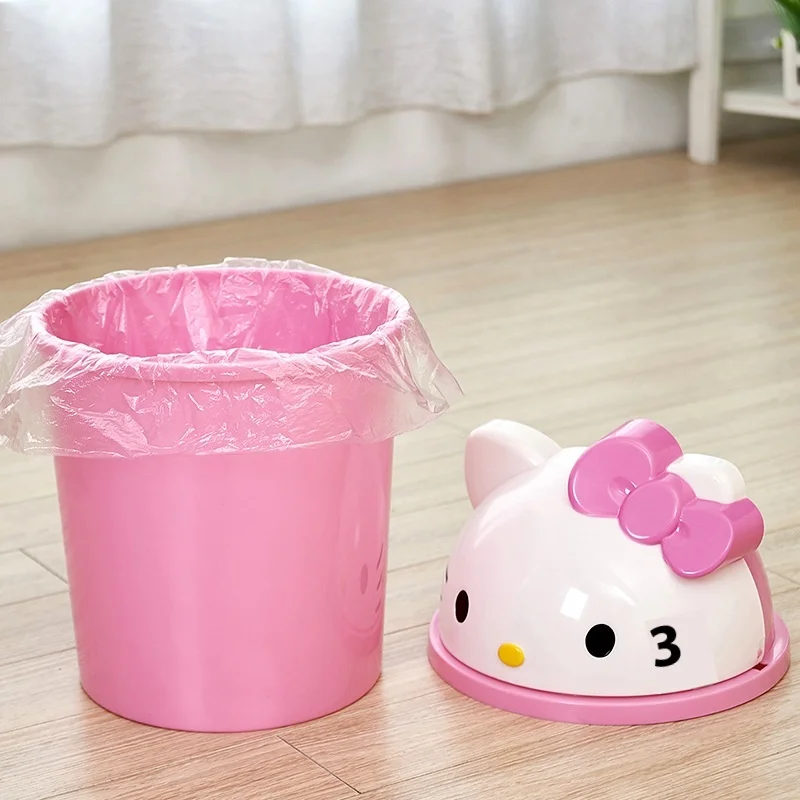 Nuevo Sanrio Hello Kitty cubo de basura cubo de basura cubo de basura Kawaii cubo de basura sala de estar dormitorio cesta de papel higiénico