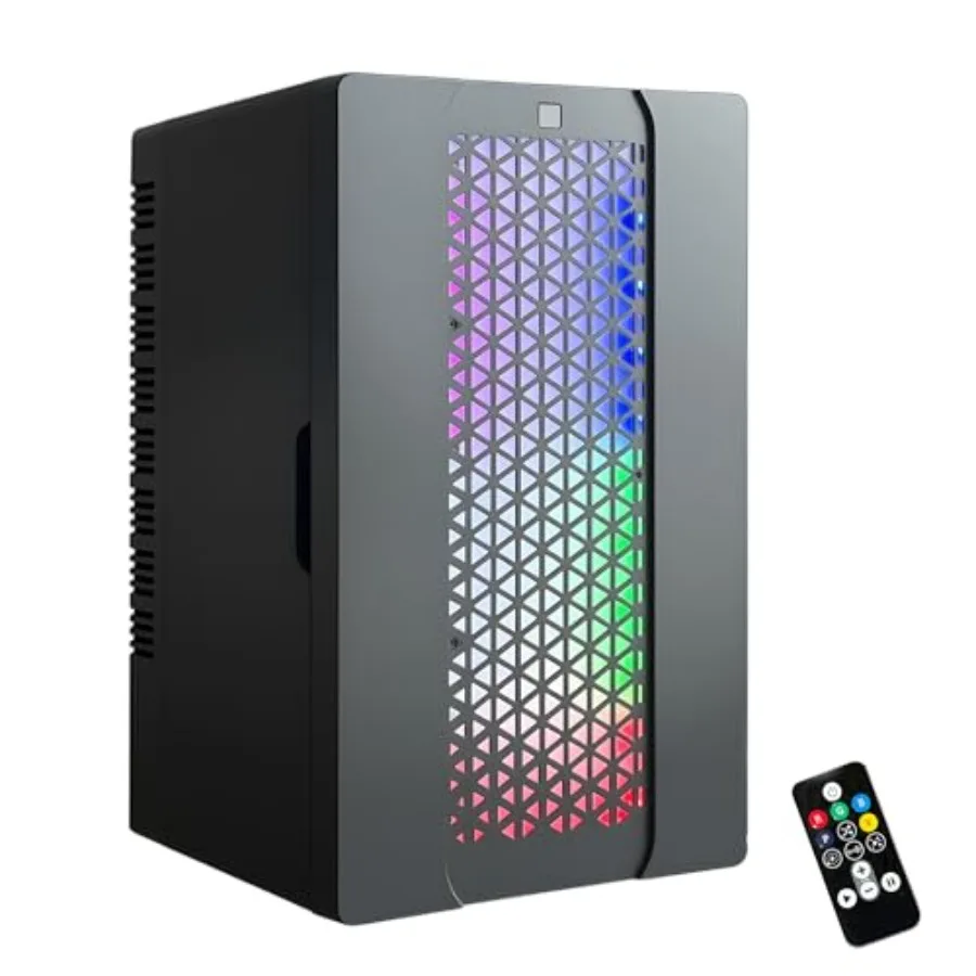 

Gaming mini fridge for bedroom/office/dorm/gift use, ABS plastic body, black color, 24-display-mode adjustable LED light, 10L c