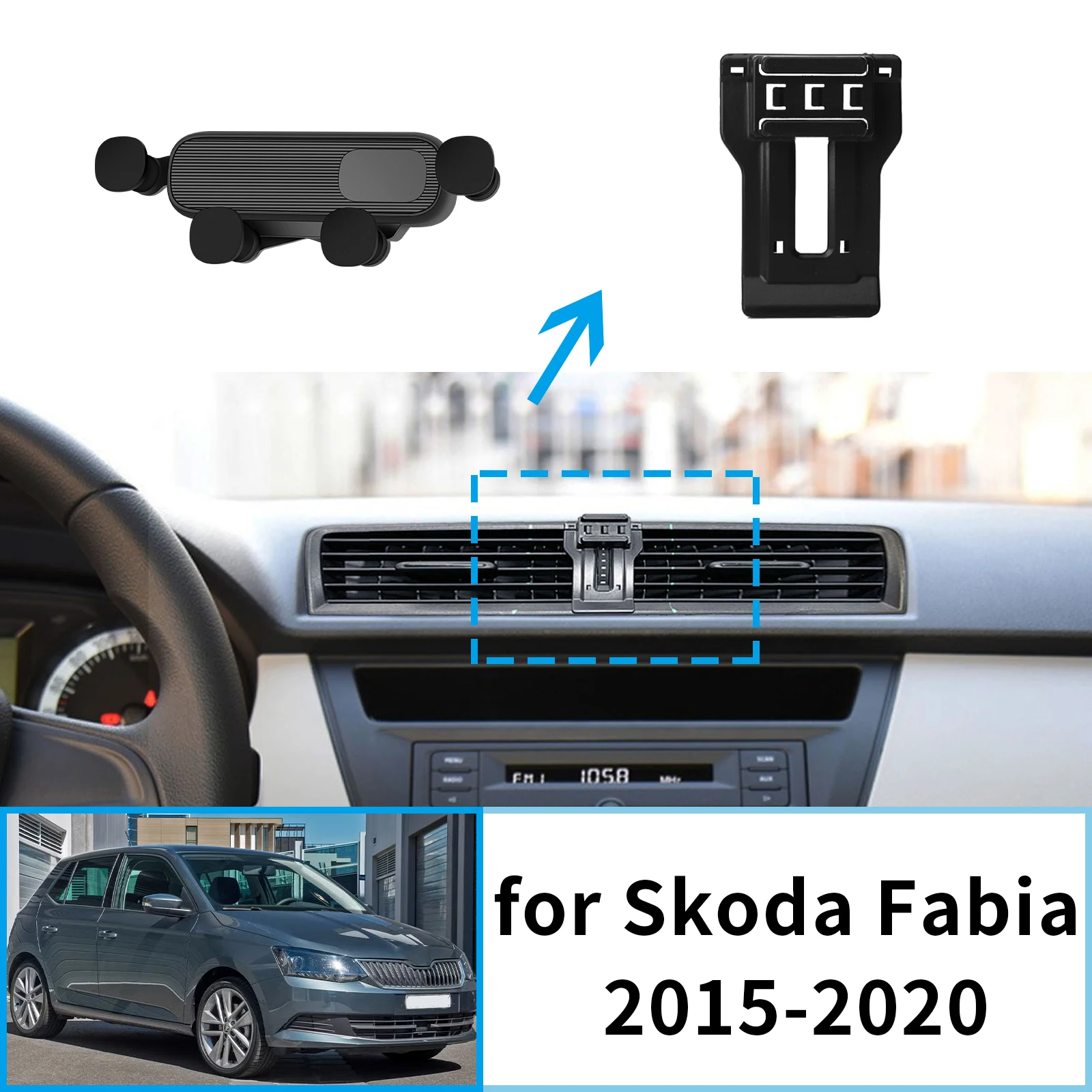 

​​fit for Skoda Fabia 2015~2020 Stable Clip-On Phone Holder​​ Mount Screen Base No Vibration​ Car accessoires