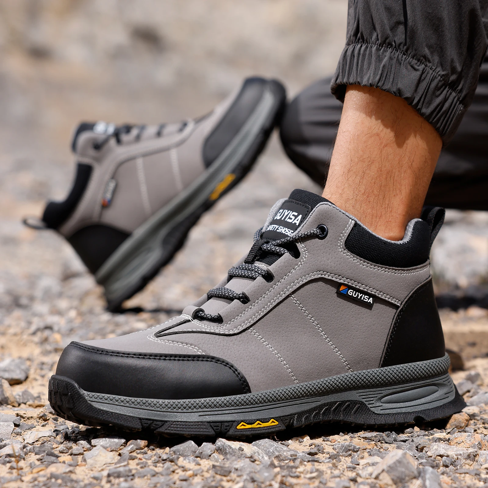 GUYISA Safety Shoes Work Shoes High cut Waterproof Anti Smashing & Anti Piercing 3108F