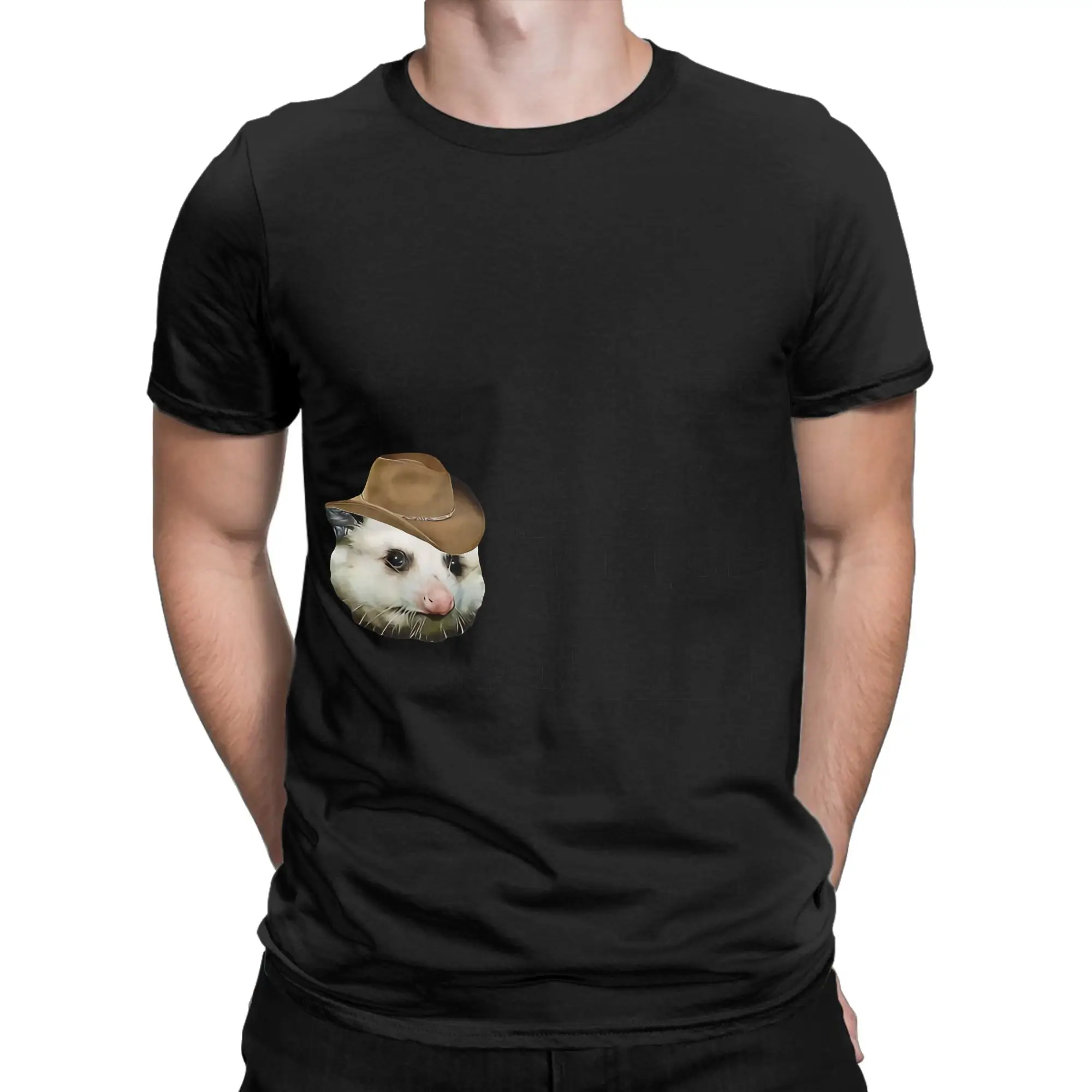 HQ Cowboy Advice Possum Face Awesome Meme Classic Shirt Funny 100% Cotton T-Shirt Possum Tees Tops For Men