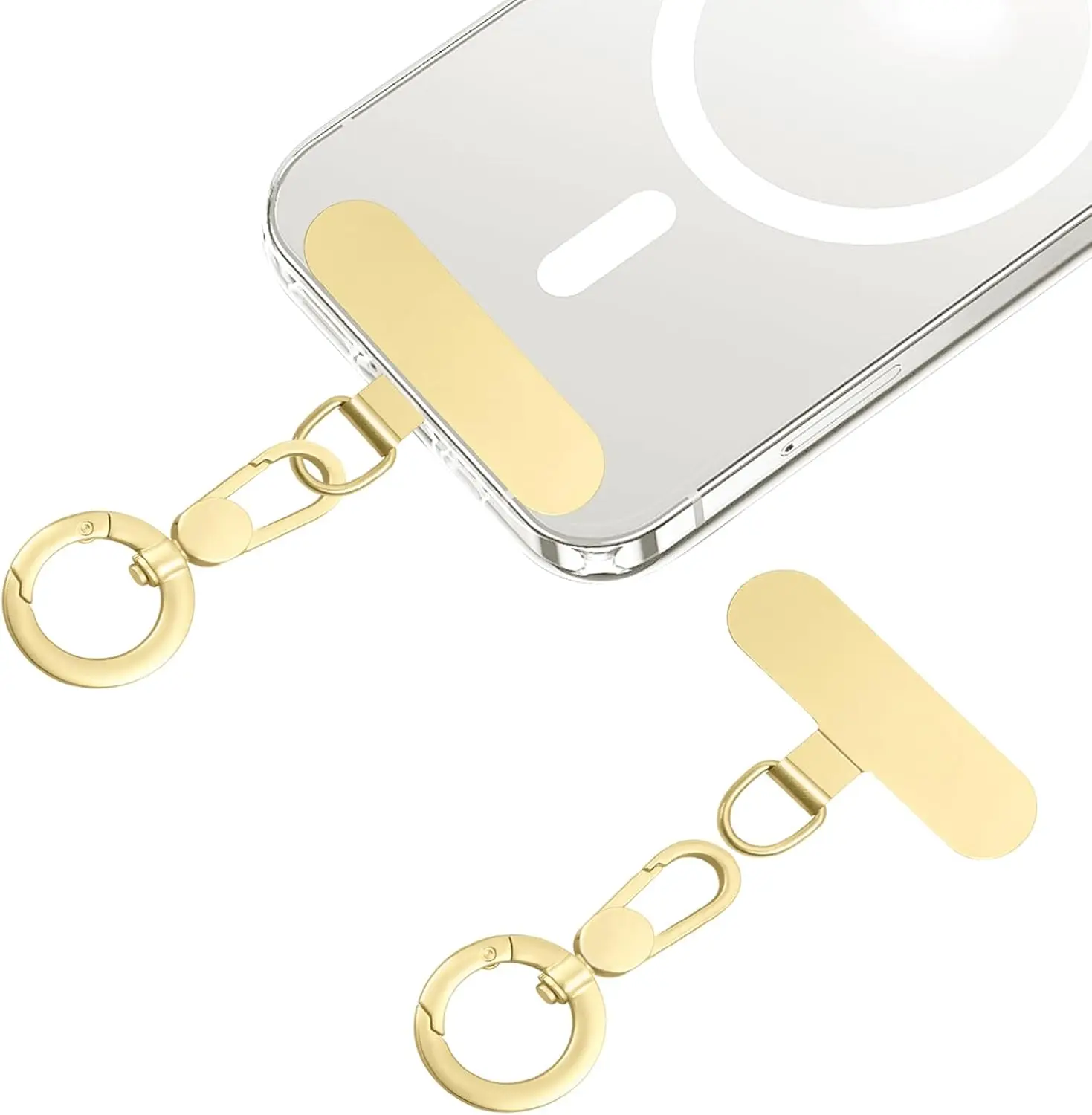 Phone Tether Tab Spring Ring 360° Rotatable Cell Phone Lanyard Patch Ultra-Thin Stainless Steel Universal Lanyard Pad Most Smart