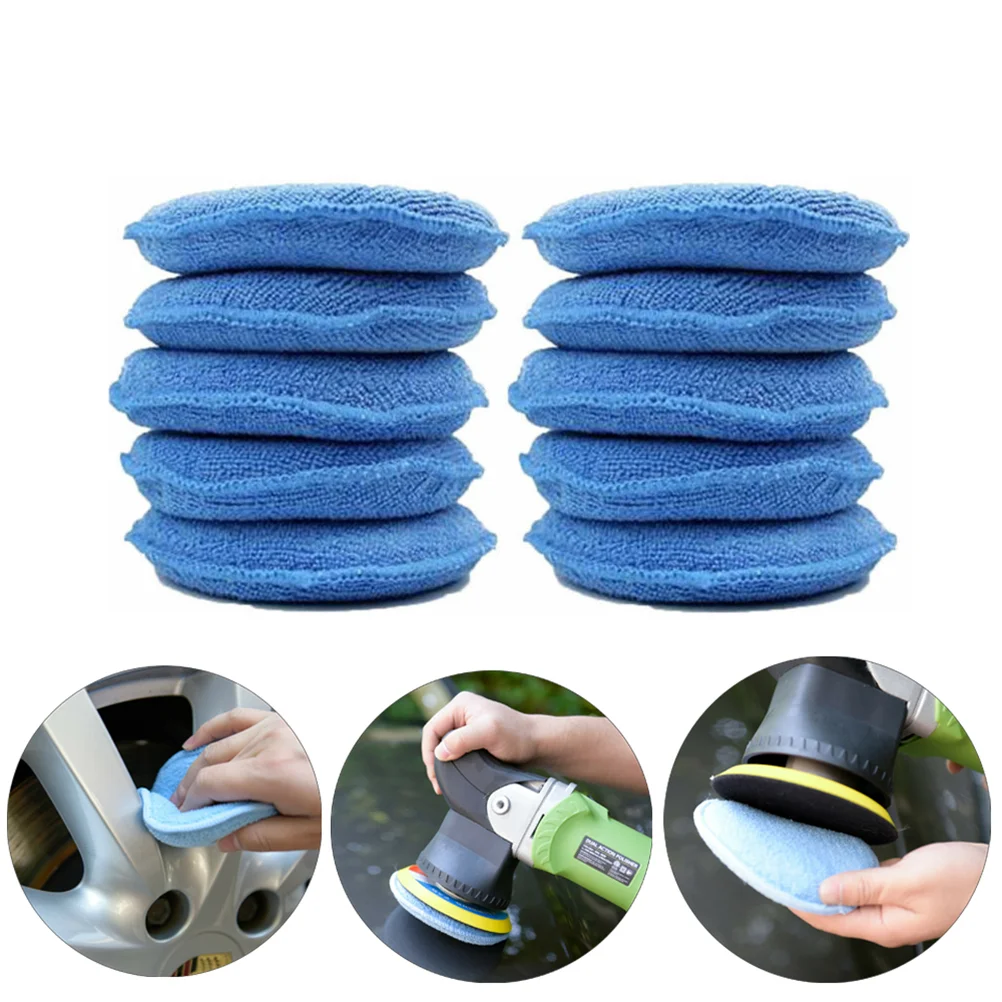 10 Pcs lilin busa spons spons poles biru Waxing poles aplikator mobil bantalan tangan