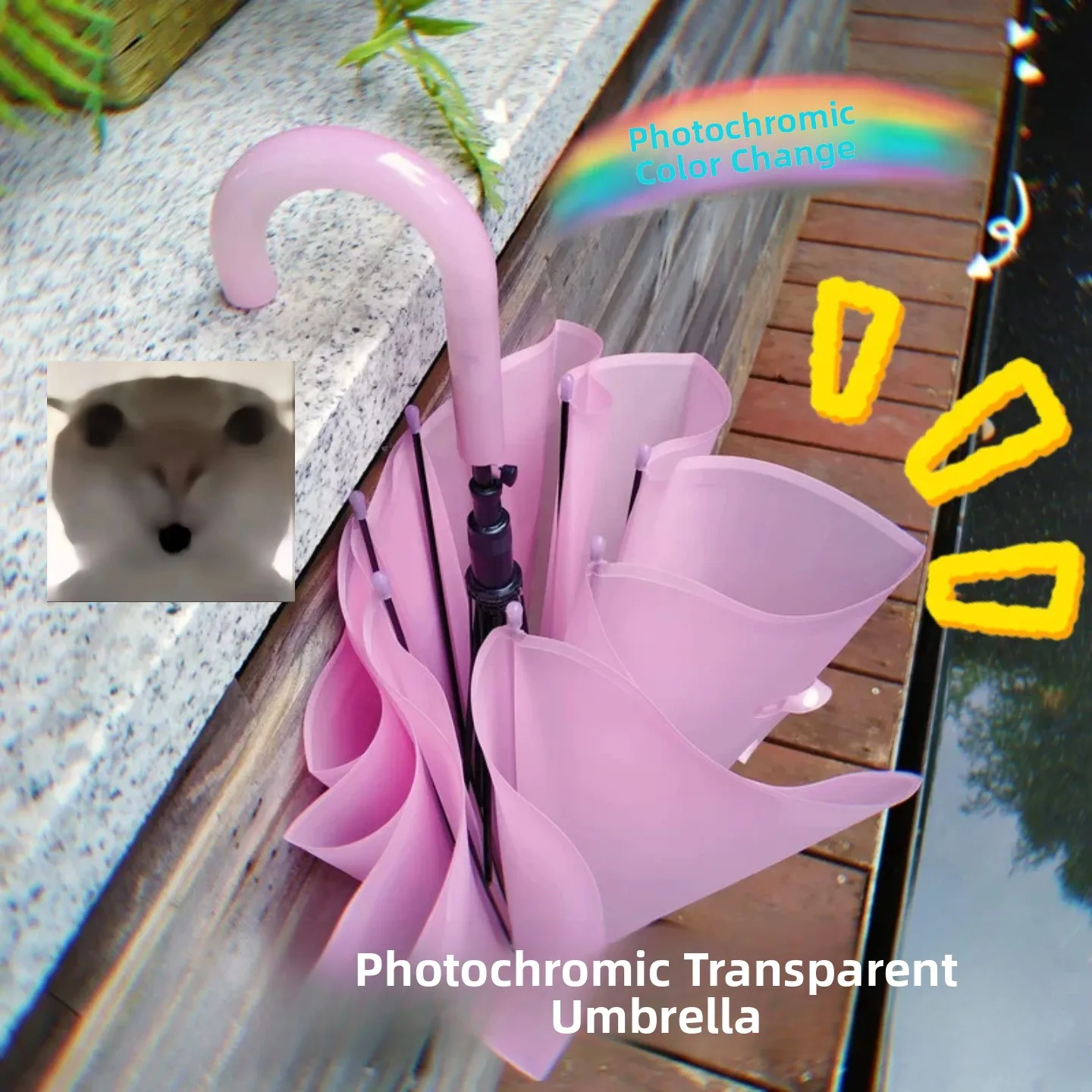 transparent-thickened-automatic-umbrella-long-handle-sunshade-summer-umbrella-photochromic-color-changing-fairy-tale-umbrella