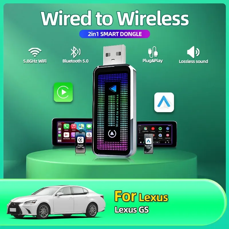 

2025 Fashion 2 in1 Dual Interface Wireless CarPlay/Android Auto Wireless Adapter Smart Mini Box Plug Fast Connect For Lexus GS