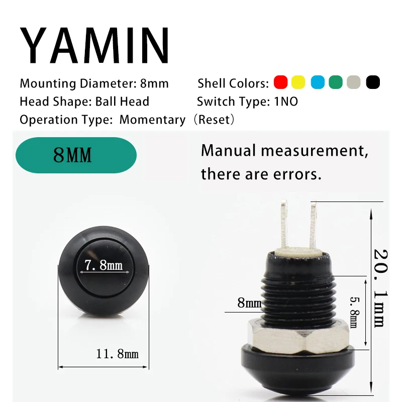 10pcs 8mm Reset Momentary Metal Push Button Switch Waterproof IP65 Car Auto Engine PC Power Start Starter Horn Doorbell Bell
