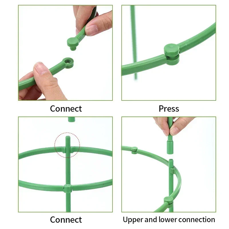 Pila de soporte de plástico para plantas, soporte medio redondo para vides trepadoras, varilla de fijación para bonsái, soporte para plantas de