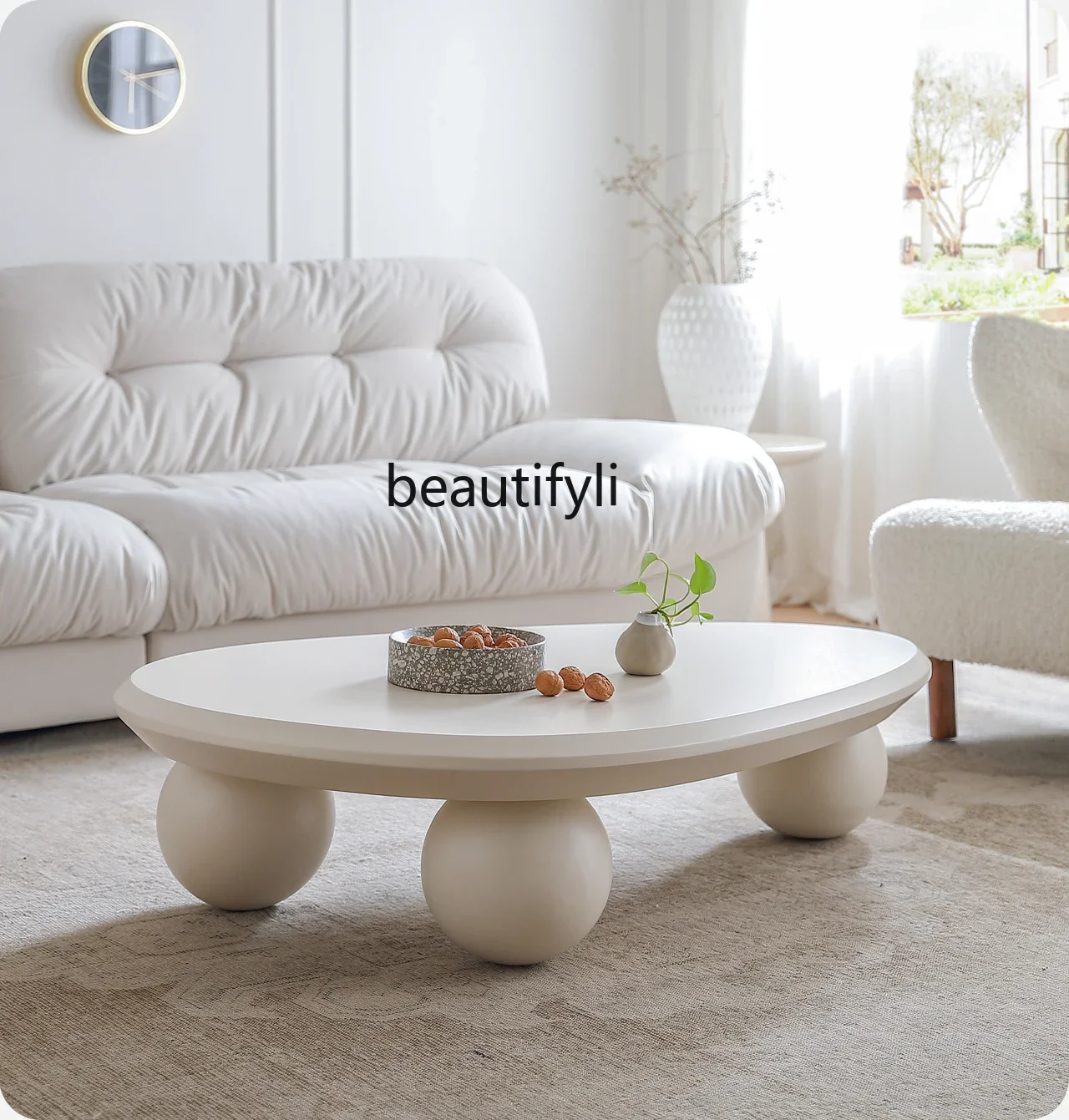 French cream style banana leaf coffee table household modern simple light luxury high-end small coffee table