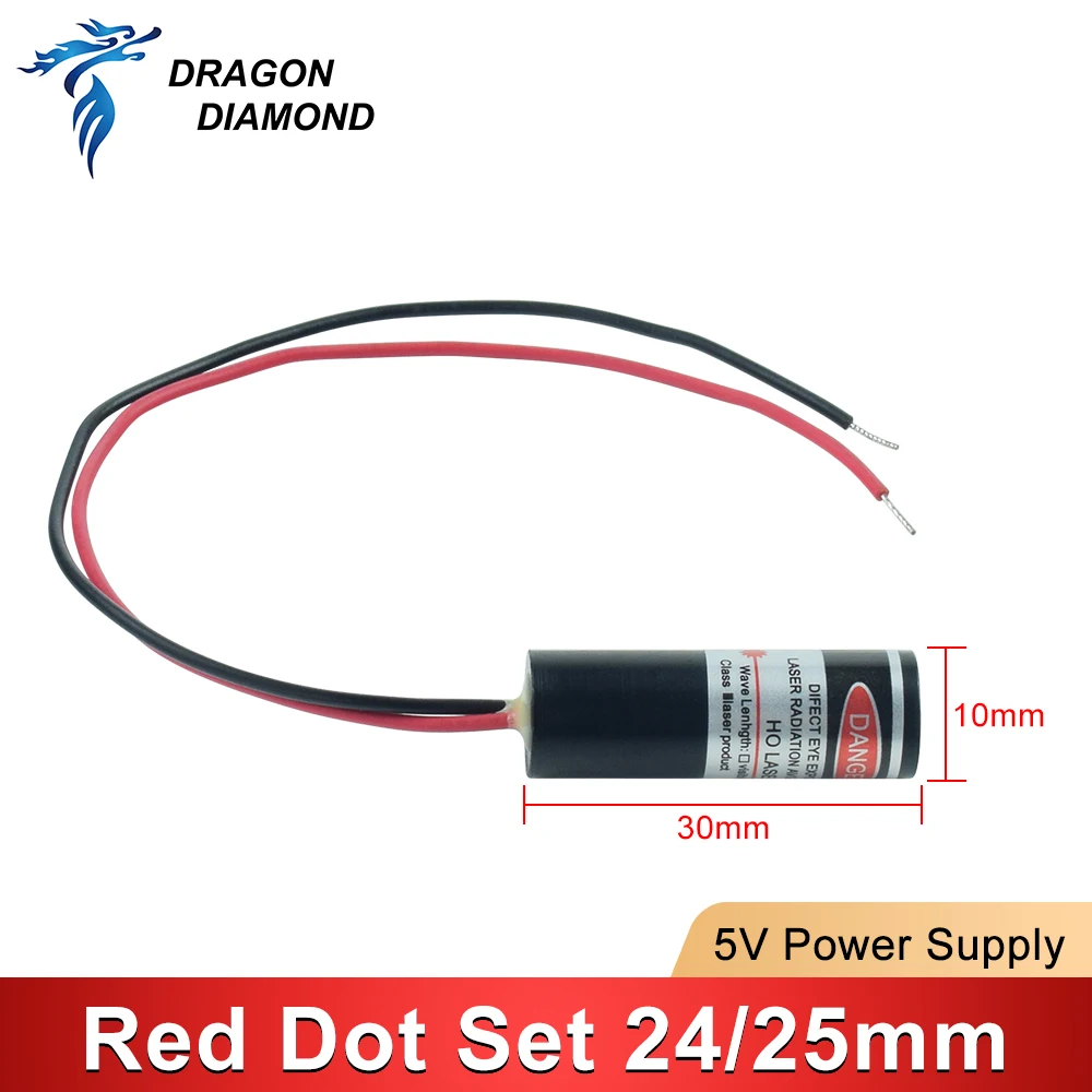 Diode Module Red Dot Set Positioning DC 5V 2A 24mm 25mm Base for DIY Co2 Laser Engraving Cutting Head