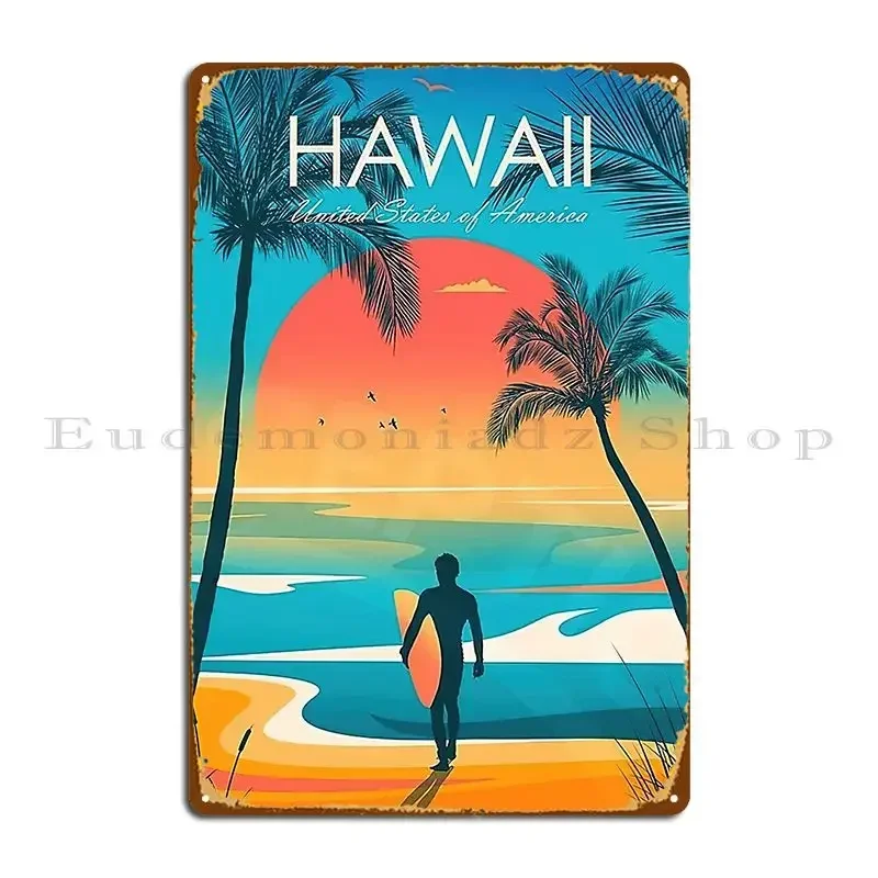 Hawaii Metal Plaque Design Vintage Wall Decor Club Wall Cave Tin Sign Poster