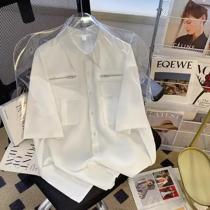 

Мужская свободная повседневная рубашка с коротким рукавом, летняя, в уличном стиле, из плотной ткани, комфортная, для активного отдыха и путешествий, с охлаждающим эффектом, из тонкой ткани