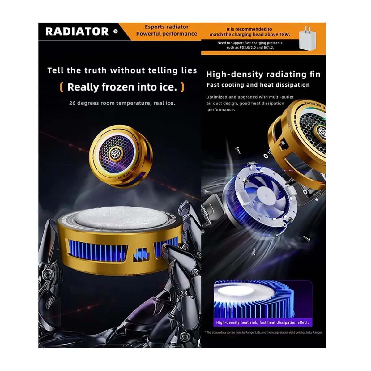 【BUY NOW】Mobile Phone Game Cooler Semiconductor Radiator for IPhone Android for PUBG Game Cooling Fan Powerful Frozen Effect