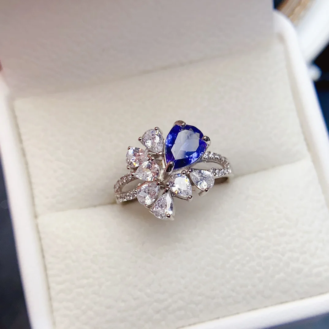 

Кольцо с натуральным танзанитом 6x8 мм, серебро S925, инкрустированное фиолетово-синим драгоценным камнем, ювелирные изделия