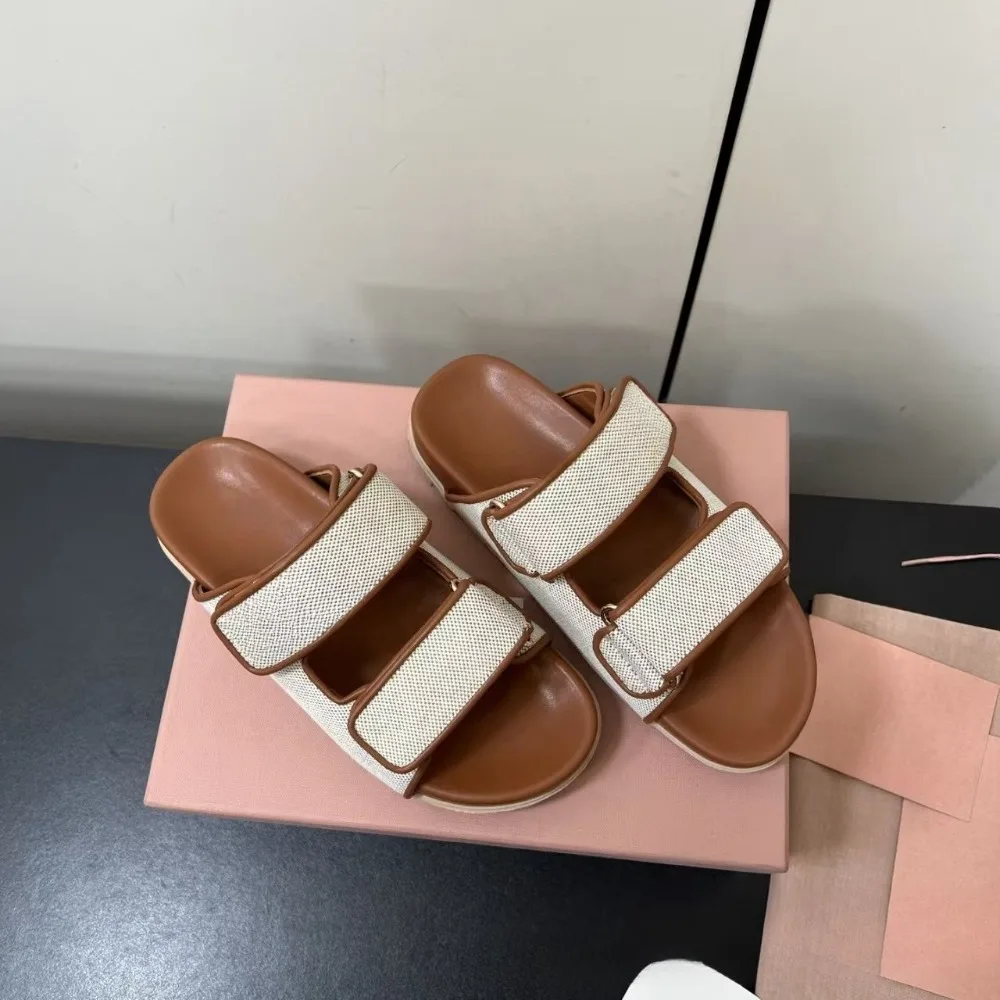 

2026 Spring Summer New Women's Braided Round Toe Platform Slides Open-Toe Sandals Single Strap Design All-Matching Coastal Grandmother Gorpcore Braided Texture Rounded Toe Elevated Platform Non-Slip Sole for Women Girls Beach Resort Outfit