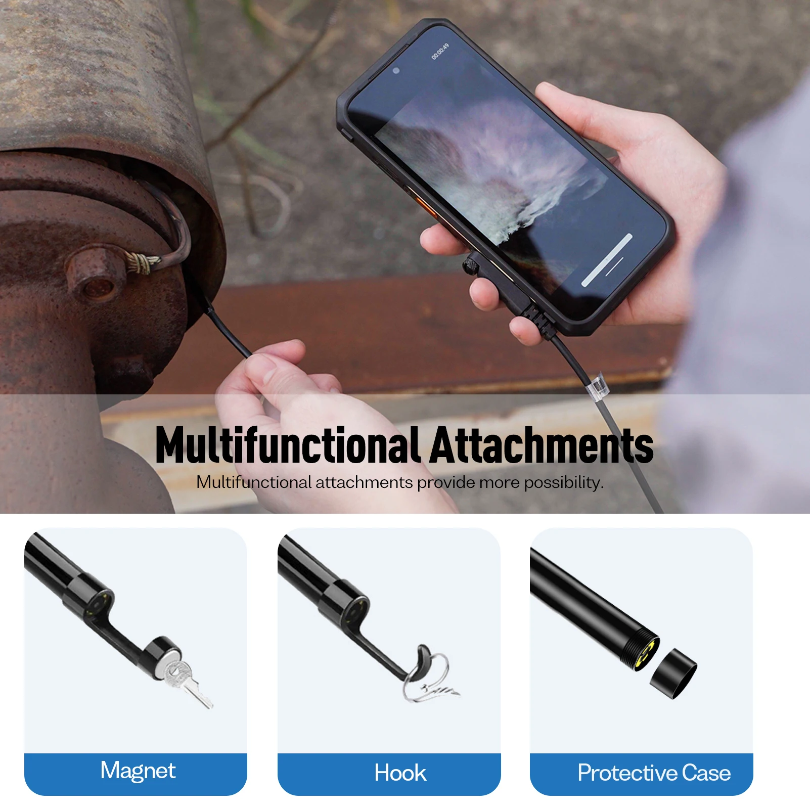 Endoscopio digitale originale Ulefone E2 IP67 Endoscopio digitale impermeabile per smartphone Ulefone Armor 9 / 9E / 13 / 16 Pro / 18T