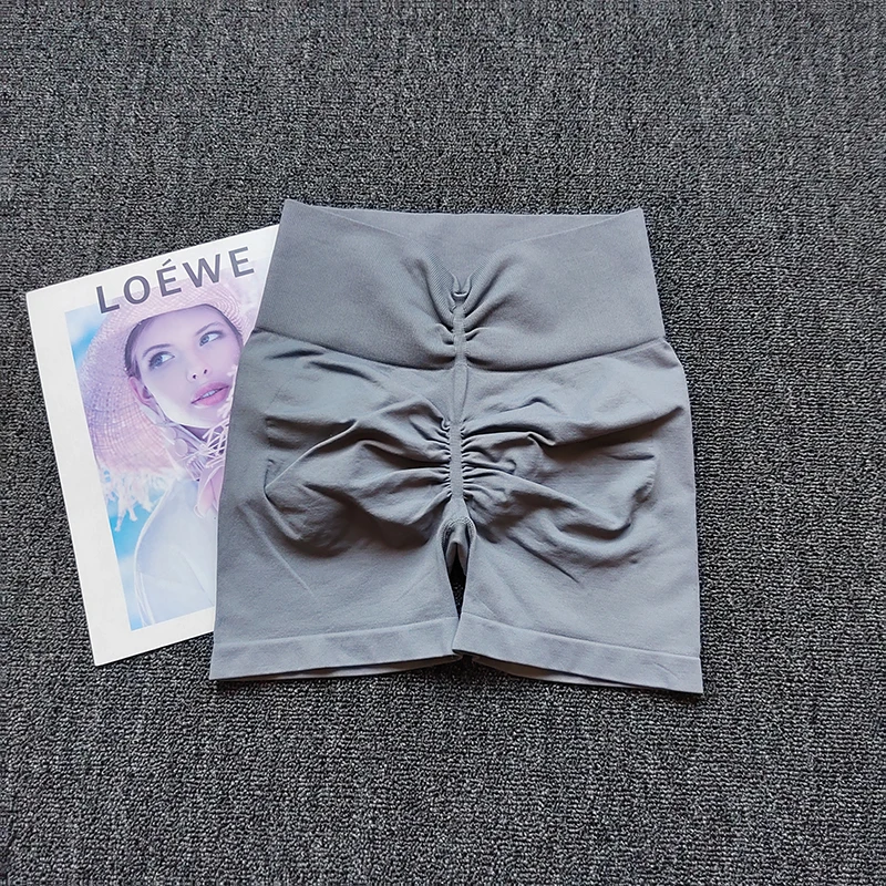 Pfirsichfarbene Shorts mit V-Taille, Fitnesshose für Damen, schlankmachende Sport- und Po-Trainingshose, Dreifach-Kreuzhose, High-Waist-Yoga-Hotpants – Detail 8