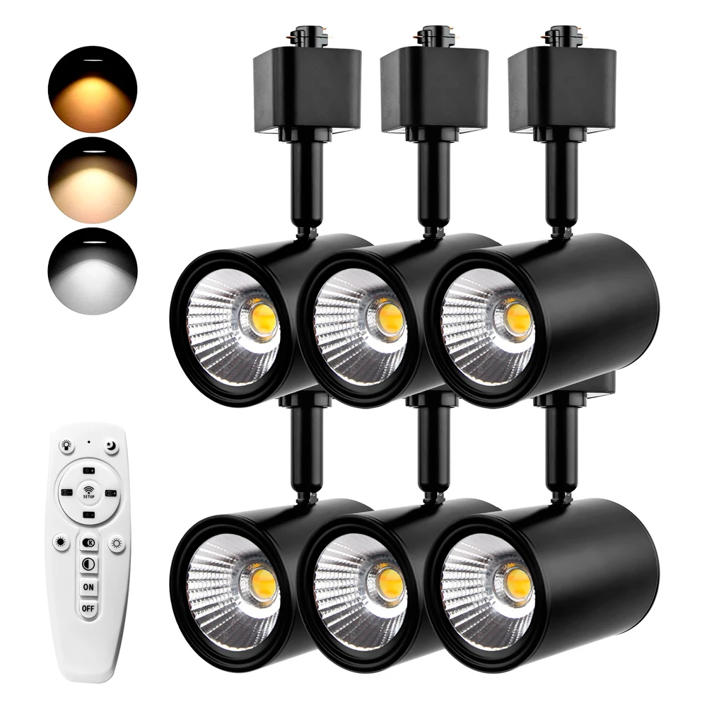 Aladin 6PCS 2.4G รีโมทคอนโทรล Inifite อุณหภูมิสีปรับ LED ติดตามโคมไฟเพดาน Spotlight H-Type 3 สายระบบ