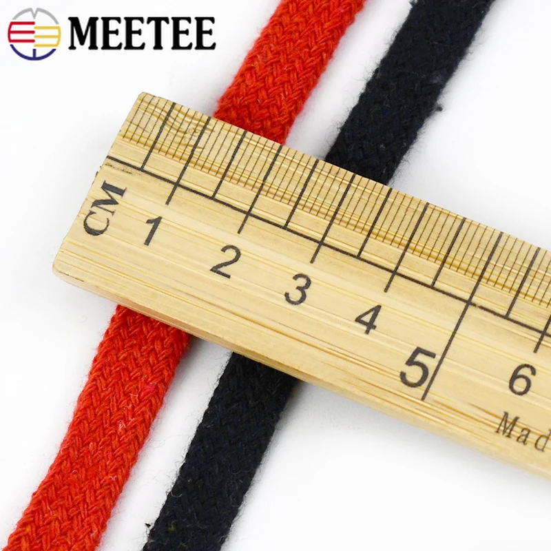 

50M 10mm Cotton Elastic Cord Twisted Ropes Pants Garment Flat Rubber Band Shoes Lace Belt Elastics Rope Sewing Crafts Supplies